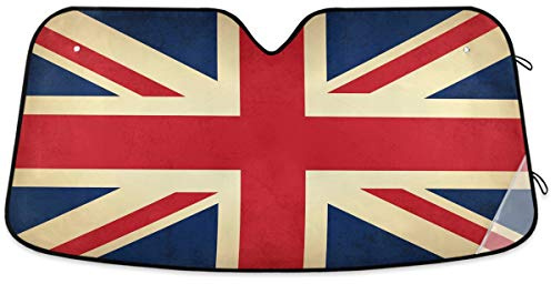 Car Window Covers Vintage Union Jack Flag United Kingdom British Personalized Sun Visor Keep Vehicle Cool Front Window Sunshades For Saloons Summer Va-Ns M