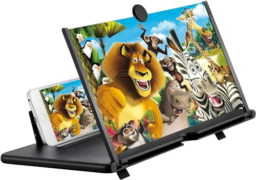AouiSton Bildschirmlupe für Handy, 18 Zoll Handy bildschirmlupe, HD Handy vergrößerungs Bildschirm, Anti-blaulicht 3D Bildschirmlupe für das Ansehen von Filmvideos (Schwarz)