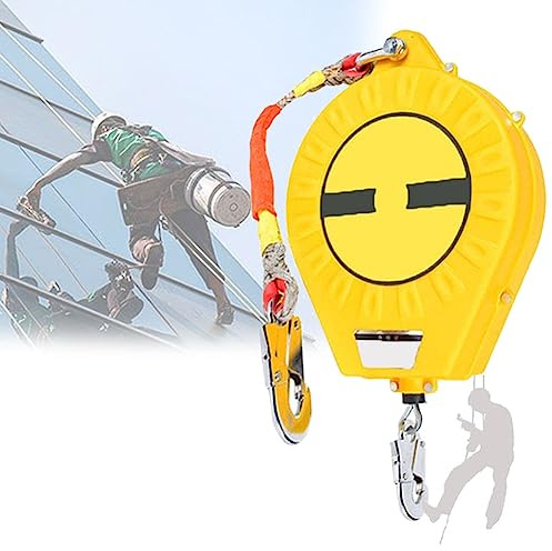 Self-Retracting Lifeline for Roofing - Double Lock Fall Arrest Device Portable Safety Tool for Height Work ANSI Certified Safety Harness Fall Protection System