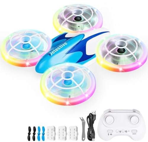 Drone pour Enfants avec lumière LED, Maintien d'altitude, retournement 3D, Mode sans tête, quadricoptère à télécommande à Fonctionnement Manuel, Mini Drone pour Enfants adapté aux débutants