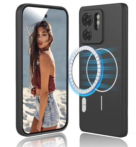 DESSEN Funda Magnetica para Motorola Moto Edge 40 5G (Not for 40 Neo) - Carcasa de Silicona Líquida Suave, Antigolpes Protector Camara Móvil Case, Compatible con Accesorios Magnéticos, Negro