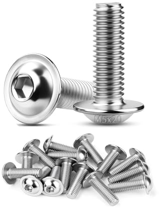 25 Stück M5x20 mm Linsenkopfschrauben, Edelstahl A2 V2A Flachkopfschrauben Innensechskant Rundkopfschrauben Vollgewinde für Industriellen Möbeleinbau