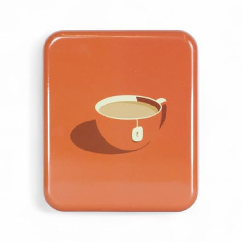 TINIT Tea Bag Travel Tin 'Teacup' - Portable Metal Tea Bag Storage Box Teabags, Pocket-Sized Container Commuting Gifts Tea Lovers Coffee (Amber)