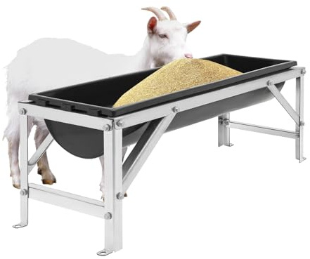 Großvolumiger Futtertrog, 35L Futterkrippe mit ständer, beidseitig offenes Design, für Pferde, Ziegen, Schafe, Kühe, Schweine