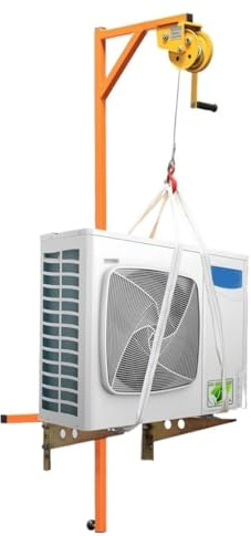 Soporte de instalación de aire acondicionado portátil con herramienta de grúa de manivela, cabrestante de autobloqueo de 5 HP para una fácil configuración de CA y elevación de 20 m