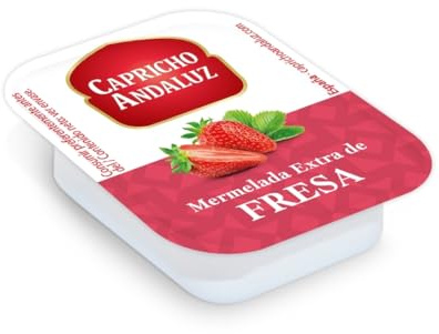 Capricho Andaluz - Mermelada Extra de Fresa Caja de 48 Unidades x 25 gr | Vegana, sin gluten y sin lactosa