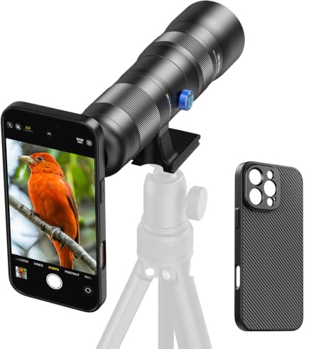 APEXEL 20-60X zoomobjektiv med integrerat fodral för iPhone 16 Pro Max – professionellt telezoomobjektiv