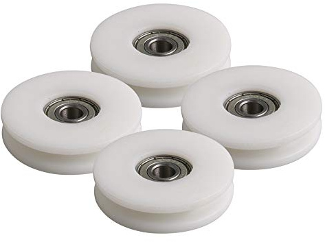 5 cm Weiß Lager U Nuss 0,5 cm Tiefe Schmale Nuss Breite 5mm Lochdurchmesser 8mm Riemenscheibe 608ZZ für Schiebetür Drucker Packung von 4