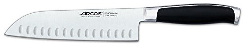 Arcos Serie Kyoto - Cuchillo Santoku Cuchillo Asiático - Hoja de Acero Inoxidable Forjado NITRUM 185 mm - Mango de Polioximetileno (POM) Color Negro