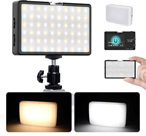 LED Videoleuchte, Moman ML8 Mini Videolicht mit Diffusor, Dimmbare 2500K-9000K, Videobeleuchtung, CRI 98+, eingebautem Akku 5000mAh, USB-DC-Ausgang, LED Video Licht für DSLR Camcorder Sony Canon Nikon