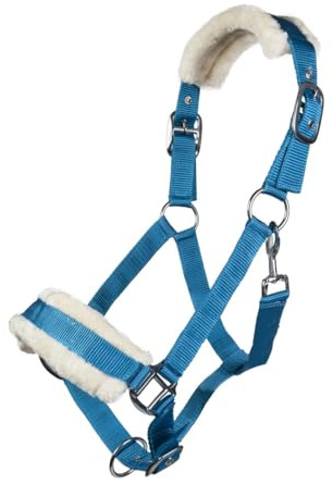 HKM 11796 Halfter Bischofshofen, Plüschpolsterung, Pferdehalfter, Türkis, Pony
