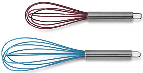 Comas Profi Schneebesen 2-teilig, Edelstahlgriff, Silikon, Rührbesen, robust, Handschneebesen, Ballonschneebesen, Whisk Set, Schaumschläger, Spiralschneebesen