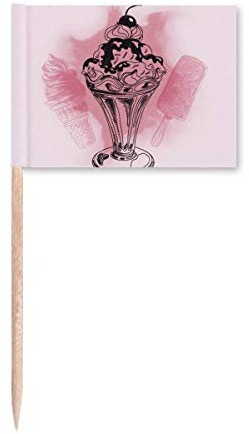Bandera de palillo de helado de chocolate con cerezo para decoración de fiesta