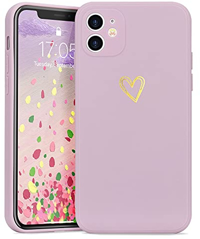 Lafunda Handyhülle Kompatibel mit iPhone 11 Mädchen Hülle | Ultra Dünn Silikonhülle süß Liebesherz Schutzhülle stoßfest Case Bumper Back Cover mit Fallschutz für iPhone 11 Lila