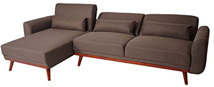 Mendler Sofa HWC-J20, Couch Ecksofa, L-Form 3-Sitzer Liegefläche Schlaffunktion Stoff/Textil 280cm - braun