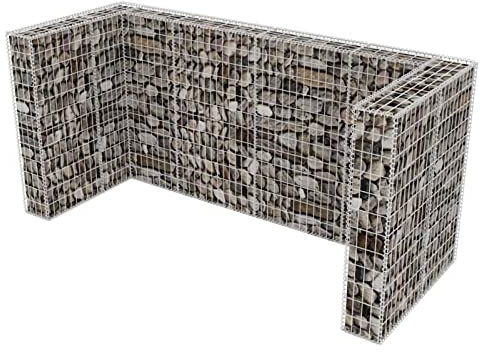 Lechnical Gabionen-Mülltonnenverkleidung für 3 Tonne Drahtkörbe für Steine Steinkörbe Steingabionen Stahl 250x100x120cm