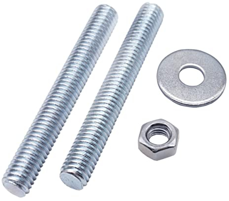 Lot de 10 tiges de vis M8 x 90 mm entièrement filetées avec écrous hexagonaux et rondelles, tige de goujon, tige DIN 796-1 (10, M8 x 90 mm)