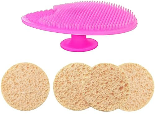 Easy Peasy Mate Ansiktsrengöringssats med mjuk hud borste pormaskar porrengörare, återanvändbar naturlig makeupborttagare exfolierande dynor och silikonborste, perfekt ansiktsexfoliator, set med 5