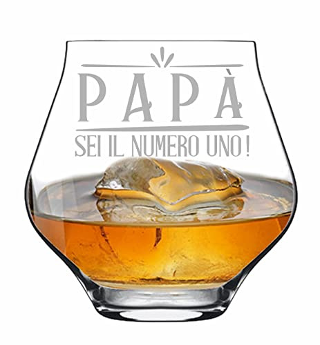 Colorfamily Vaso de Whisky o de Pinot con grabado papá Sei Il numero Uno Día del Padre con Dedica, Regalos Personalizados Idea Regalo