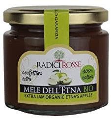 Radici Rosse - Mermelada de manzana Etna y azúcar moreno BIO 240 g Gourmet - 4 tarros por caja para dulces, pasteles, crepes y muchas otras recetas