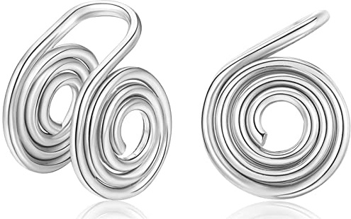 KWUNCCI Pendientes de presión para Keloids de 10 mm, aretes en espiral envueltos en alambre, aretes de clip de acero inoxidable, aretes no perforados, aretes de oreja, aro de nariz falso, piercing de