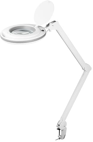 goobay 60362 LED Lupenleuchte mit Klemme / 9 W Leistungsaufnahme / 127 mm Kristall-Glaslinse/Farbtemperatur 6400 K / 1.75x Vergrößerung/Lichtstrom 83-730 Lumen/Weiß