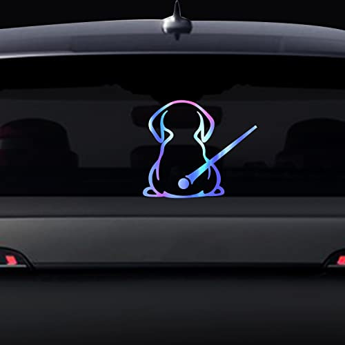 Cute Dog Rear Wiper Sticker, Nouiroy Funny Puppy Waving Tail Decal Reflective Stickers Car Rear Window Docoration 3D Art Decals Back Windshield Vinyl Sticker for SUV Rear Vehicle Wiper, Laser Blue