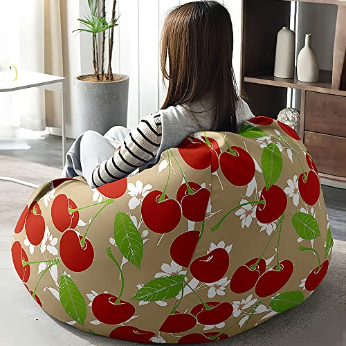 Highdi Sitzsack ohne Füllung für Erwachsene Teenager Aufbewahrung Stofftier Sofa Sack Kissen Sessel BeanBag Sitzsäcke für Outdoor & Indoor Gaming (L:90x110cm,Kirsche 7)