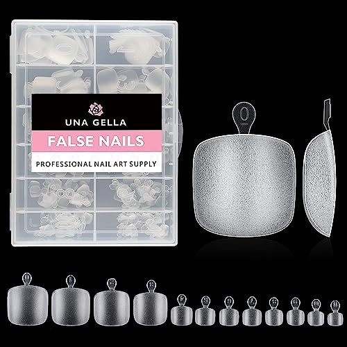 UNA GELLA Capsules Ongles Pieds Carré Courts, 312 PCS 12 Tailles Faux Ongles Pied en Gel Souple Full Cover, Finition Mate Capsules Ongles de Pied Préformées, Ongles Acryliques pour Maison et Salon