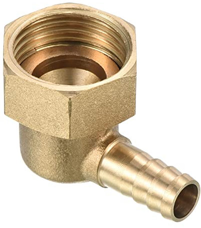 QUARKZMAN 8mm Spinato a G1/2 Femmina Filettatura Tubo x 1pz Ottone Gomito Spina Tubo Raccordo Girevole Dado Tubo Connettore per Aria Acqua Carburante Pneumatico Flessibile, Oro