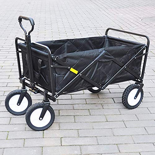 MOLVUS Folding Garden Trolley Cart Heavy Duty Wagon Multi-function Shopping Cart for Outdoor Camping fishing Pull Truck With 4 wheels, Static load: 150kg (Black)