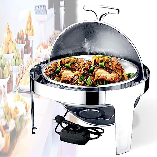 KFJZGZZ Calentador plano Chafing Dish eléctrico 6L Aparadores calefactores de acero inoxidable Catering para restaurantes, recepciones, banquetes, fiestas en casa