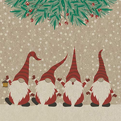 25 Servietten Weihnachten Fröhliche Weihnachtswichtel als Tischdeko. Papierservietten mit Motiv. Aus recyceltem Material ökologisch und nachhaltig 33x33cm