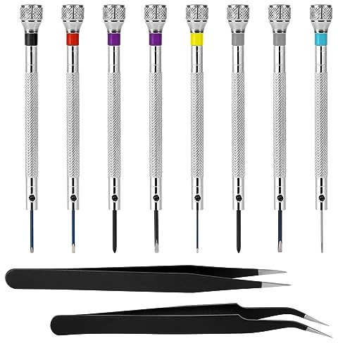 Professional 8-Piece Micro Precision Screwdriver Set with 2 Tweezers for Electronics, Jewelry, and Watch Repair