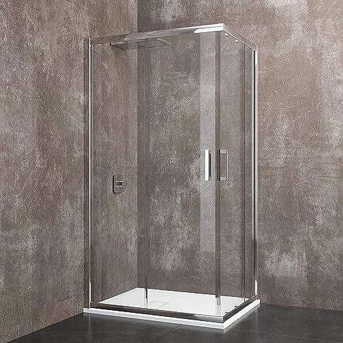 Box Doccia Rettangolare 195 Cm H Cabina Bagno Con Porte Scorrevoli Ante In Cristallo Temperato Trasparente da 6 mm Struttura Alluminio Anodizzato Maniglie in Acciaio Cromato (70 x 100 Cm)