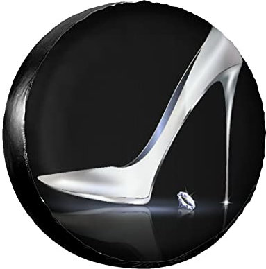 Reifenschutzhülle Mode Mädchen Silber High Heels Und Diamanten Sauberen Reifen Wetterfest Reifenschutz Für Truck SUV Trailer 16inch