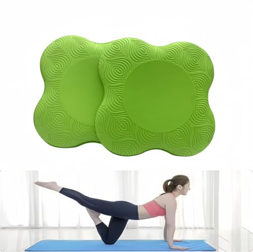 Kenhihi Yoga Knee Guards (Set of 2) - Male and Female Yoga Props and Accessories for Fitness, Travel, Meditation, Kneeling, Balance, Floor, Pilates Pads for Knee and Elbow (green)