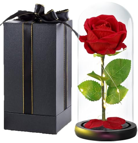 ELEUTHRosa Stabilizzata Regalo Fidanzata Donna Compleanno, Bella Rosa per Festa della Mamma Idee Regalo Eterna Rosa in Vetro Anniversario San Valentino per Lei
