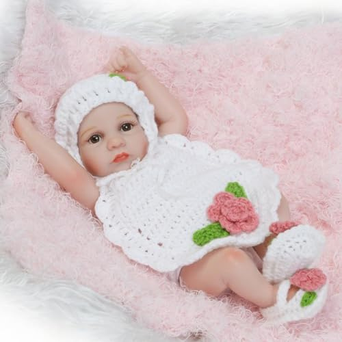 Wisfancy Reborn Baby Puppen 10 Zoll 26 cm Weiches Vinyl Mini Reborn Puppe Liebliches Baby Spielzeug Ganzkörper Baby Mädchen und Junge Neugeborenes Baby Geschenk