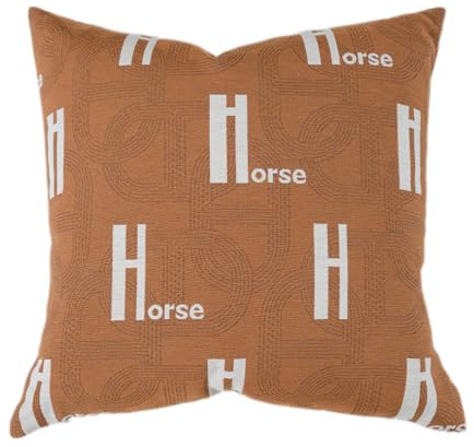 Croker Horse 20x20'' Inches Throw Pillow Cushion Cover - H Letter Embroidery Modern Fashion Style Couch Sofa Pillow for Living Room Bedroom