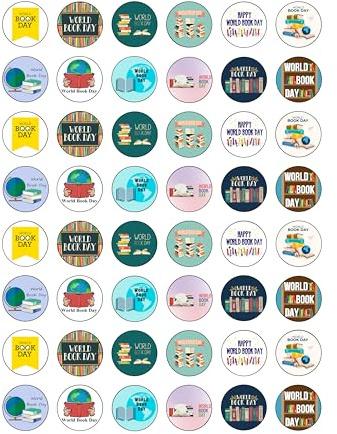 48 World Book Day Edible Wafer Paper Round Cake Toppers Decorations