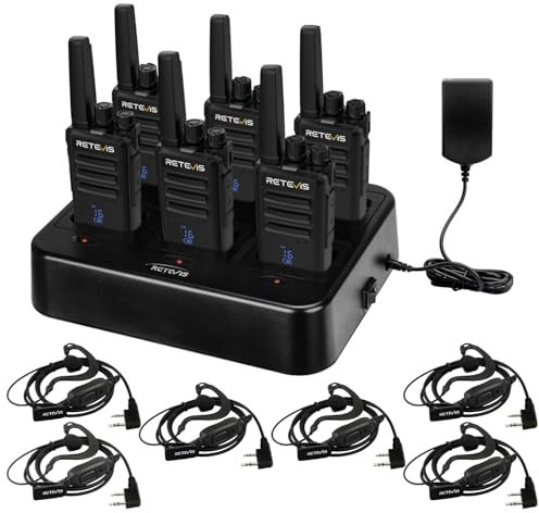 Retevis RT668H Funkgerät, Walkie Talkie mit Bildschirm, PMR funkgeräte mit 6-Wege-Ladegerät, Funkgerät Froße Reichweite, Robust für Fabrik, Logistics (6 Stück, Schwarz)