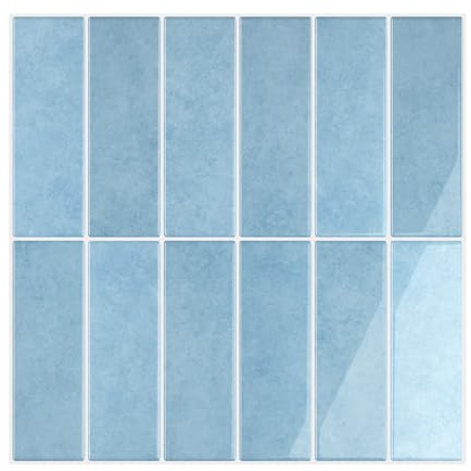 VEELIKE Azulejos Adhesivos Cocina Azules 3D Baldosas Adhesivas Pared Trasera Cocina Vinilos Baño Azulejos Papel Adhesivo para Baldosas Vinilo Cocina Pared Azulejos Impermeable 30.5cm×30.5cm 6 Piezas