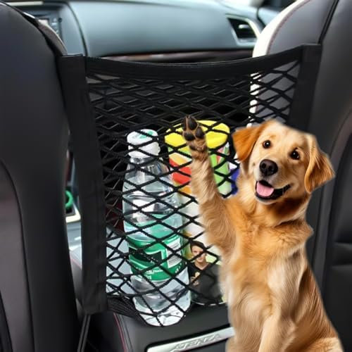 Hirificing Auto-Netz für Hunde, Sitztasche, Handtaschenhalter, Haustier, Kinder, Schutzbarriere, belüftetes Isolationsnetz, doppellagig, flexibel, Sicherheitsnetz, Aufbewahrungstasche,