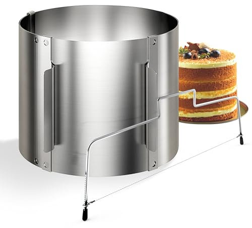 4smile Torten-Zubehör-Set 2 Teile - Tortenring verstellbar hoch 15 cm + Tortenschneider - Edelstahl Backzubehör und Backset