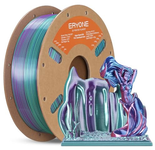 ERYONE HS Seide Vierfarbiges PLA-Filament für 3D-Drucker, 1,75 mm +/-0,03mm, Hyper Speed Coextrusion Filament PLA Shiny 1kg, Aurora Dream (Blaugrün & Violett & Pink & Indigo)