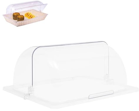 Roll Top Chafing Dish Covers, Clear Chafing Dish Cover, Rectangle Dome Clear Lid, Food Cover Lid, PC Food Tent, 1/2 Flip Cover, Cake Display Case for Buffet Party, Wedding, 34cmx27cmx15cm(1pcs)