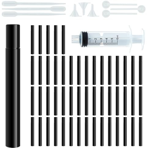 50 Stück 5ml Parfümzerstäuber Nachfüllbar, Reise Mini Sprühflasche, Kleine Parfümflasche Leer, Parfüm Abfüller mit 10 PCS Parfum Werkzeuge, Sprayflasche für Unterwegs,Reisen (50 PCS-5ml Schwarz)