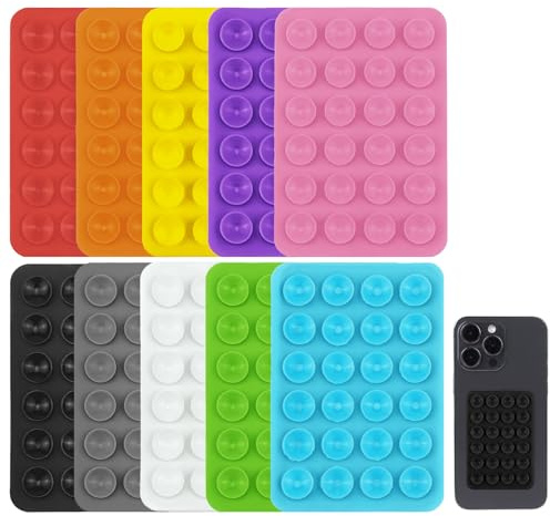 WOLMIK 10 Stück Saugnapf-Klebehalterung für Handyhüllen Saugnapf-Telefonhalterung Saugnapf-Griffhalter aus klebrigem Silikon freihändiger Spiegel Dusch-Handyhalter für Selfies und Videos (10 Farben)