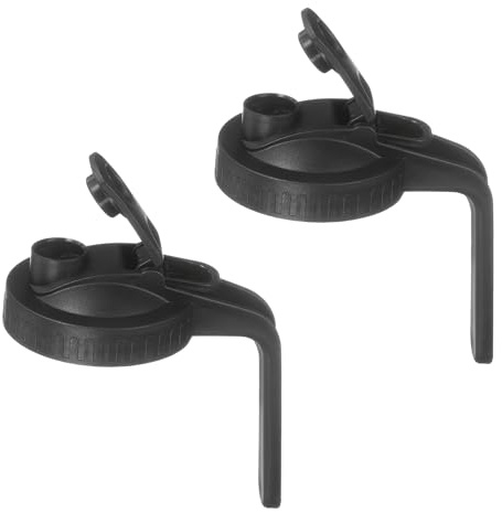 sourcing map 2 Pcs Mason Jar Pour Spout Lids with Handle 86mm Wide Mouth Flip Cap Airtight Pour Lids Seal Leak-proof Cover for Drinking Canning Jars Pouring Leak-proof, Black(150mm Height)